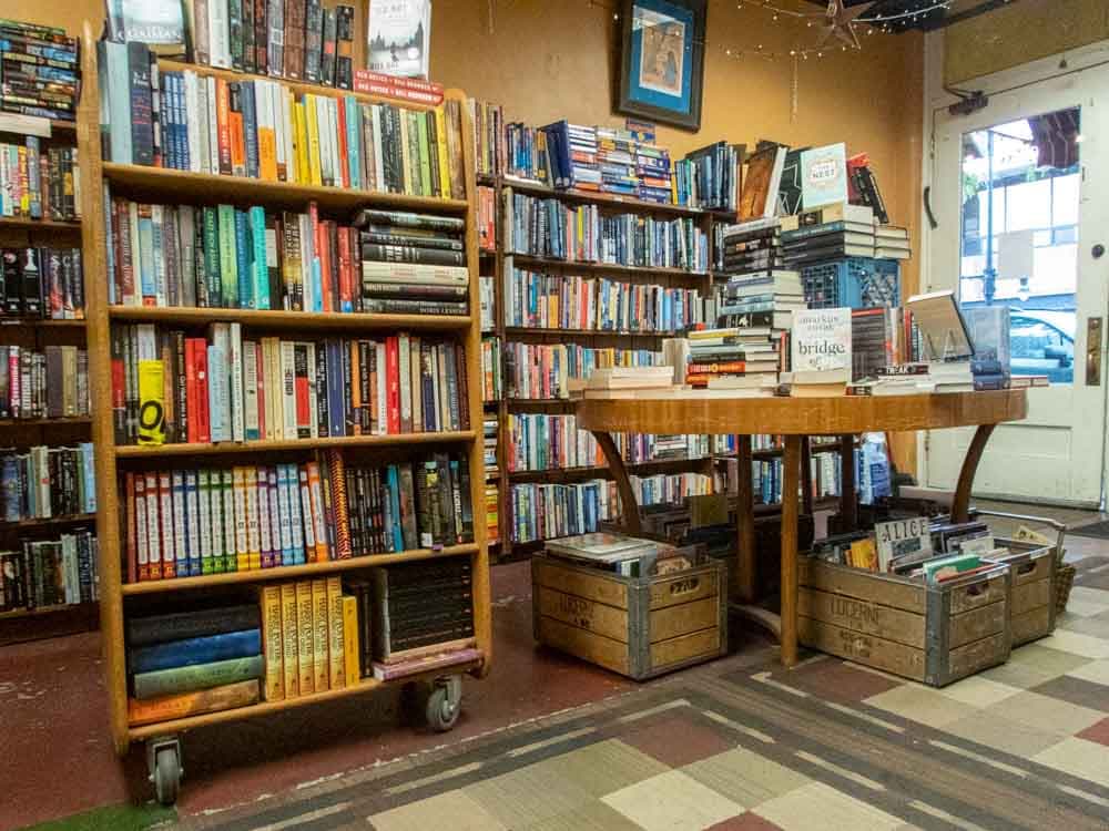 Central Book Exchange Salt Lake City used bookstore. Bookshelves and table
