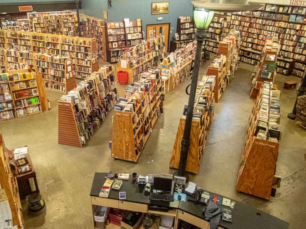 Weller Bookworks Salt Lake City. Overhead view of bookshelves