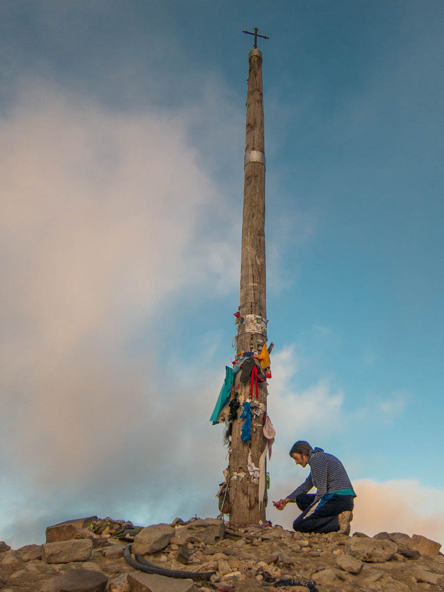 Cruz de Ferro on the Camino de Santiago- solo hiker