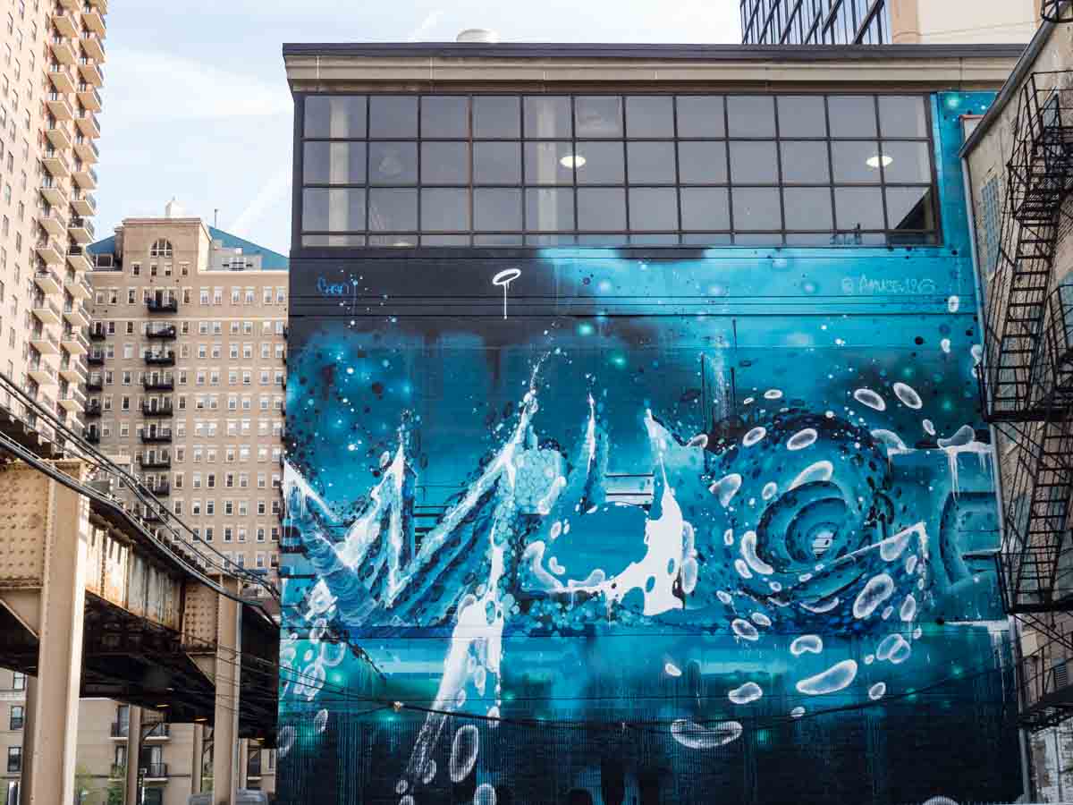 Blue Mural on Wabash Corridor