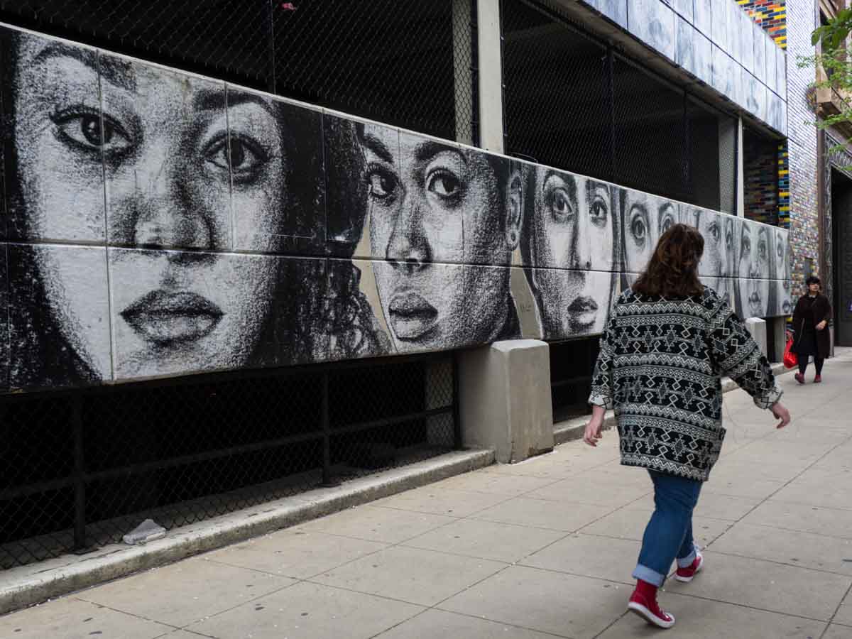 Unsmiling Women Wabash Corridor mural