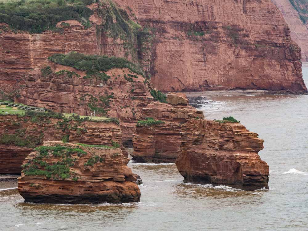 England Exmouth Jurassic Coast red stacks