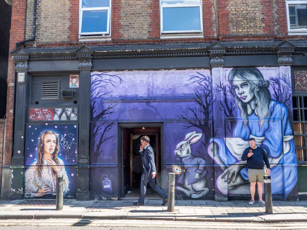 Shoreditch murals Zabou's Alice in Wonderland