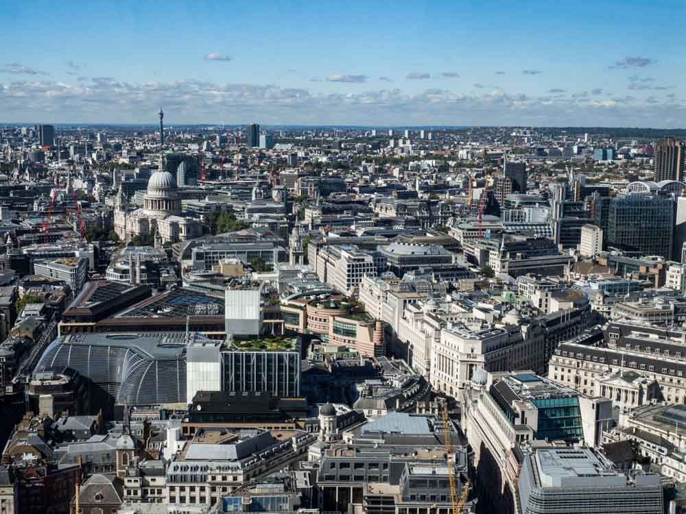 London city view from the Sky Garden viewing platform
