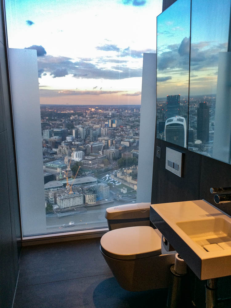 Birds Eye View of London from the Shard Bathroom