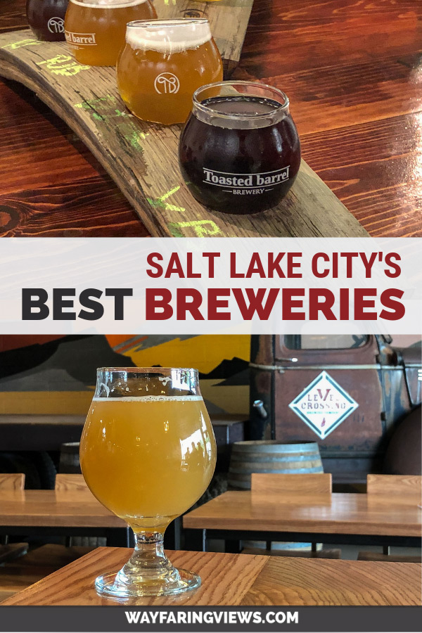 Best Breweries in Salt Lake City Utah. Beer samplers with brewery background