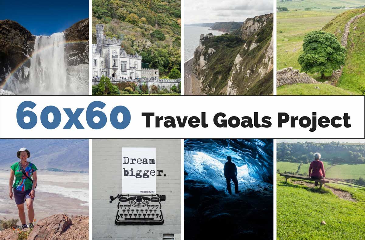 Wayfaring Views 60x60 Travel Goals Project with a bucket list of destinations