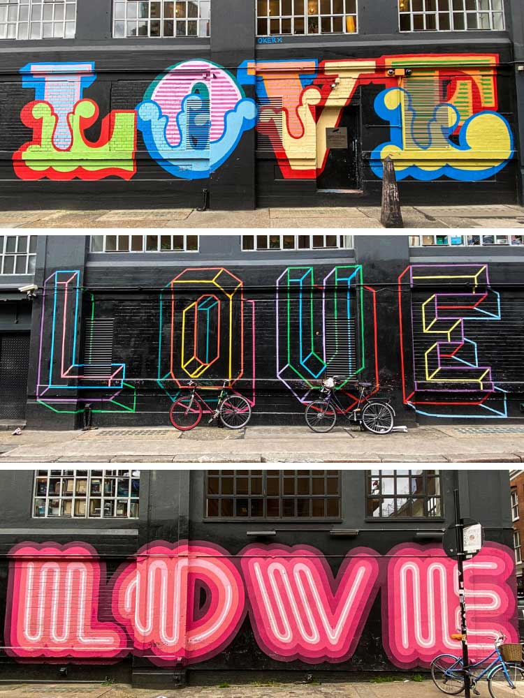 Ben Eine Love mural in Shoreditch London