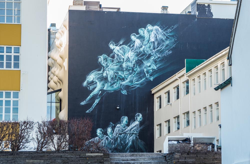 Pale Green Ghosts Mural in Reykjavik