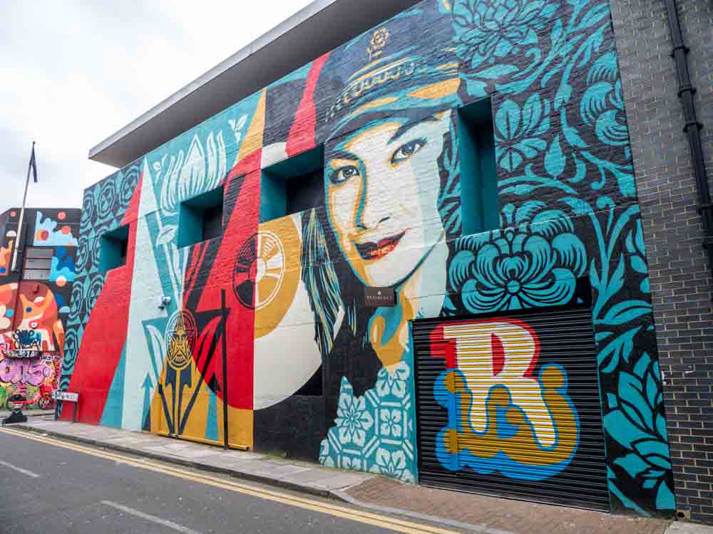 Shoreditch street art Bethnel Green mural Shepherd Fairey