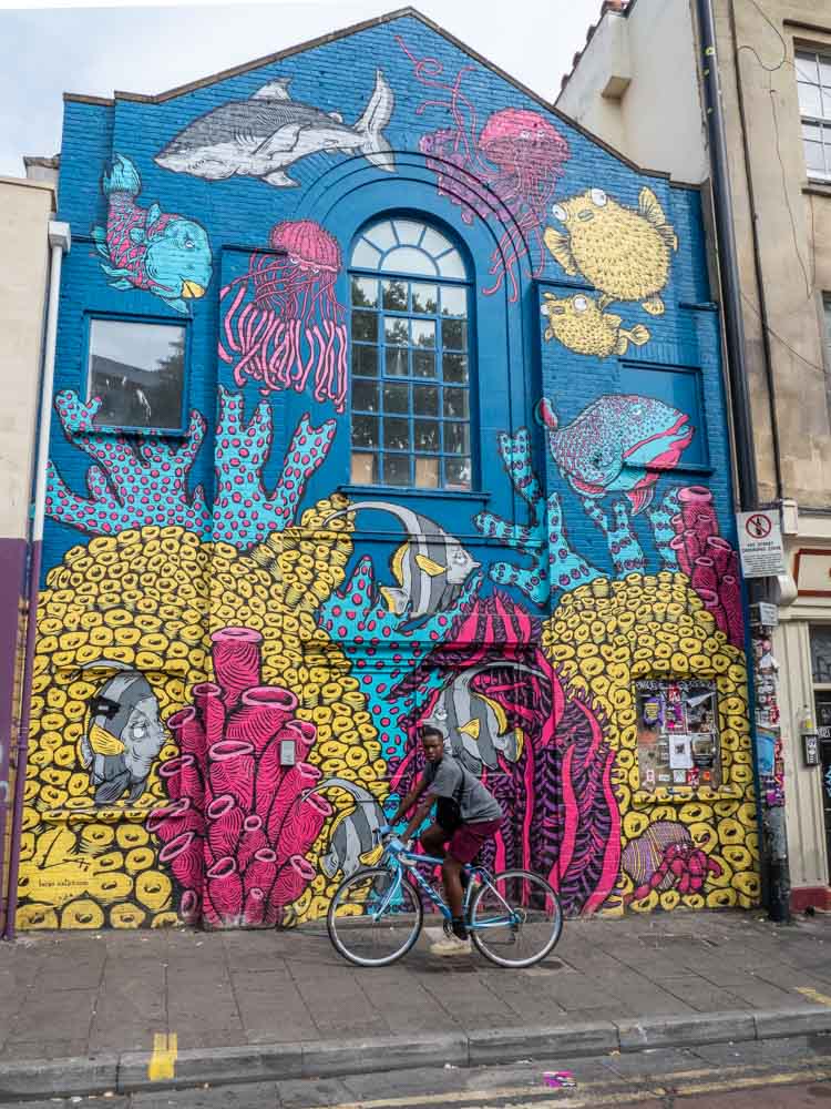 Bristol Stokes Croft street art mural: Fish