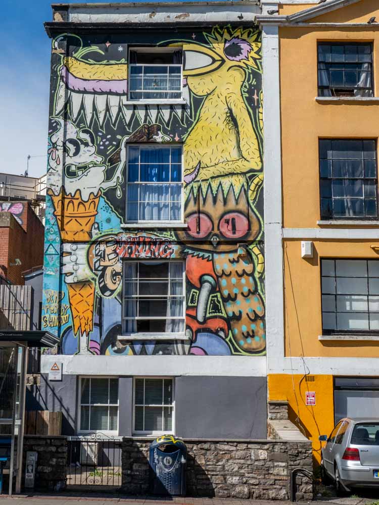 Stokes croft street art Bristol England Ice cream and owl