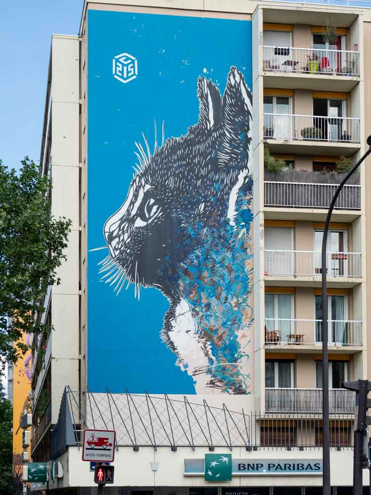 13th Arrondissement cat mural by C15