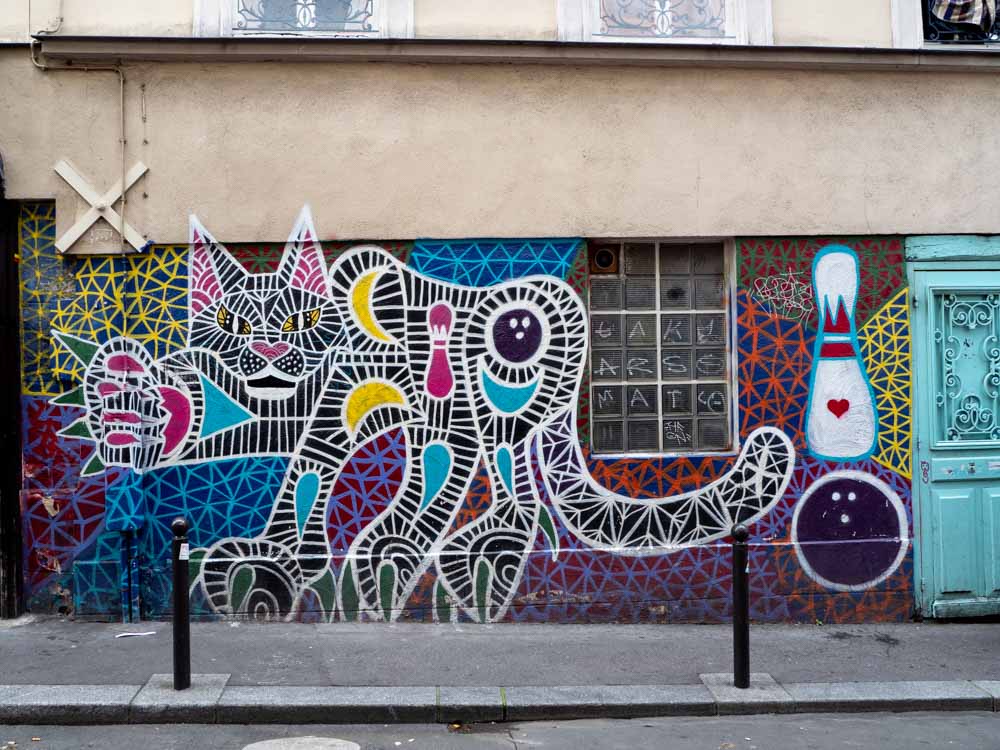 Paris mural in Belleville: cat