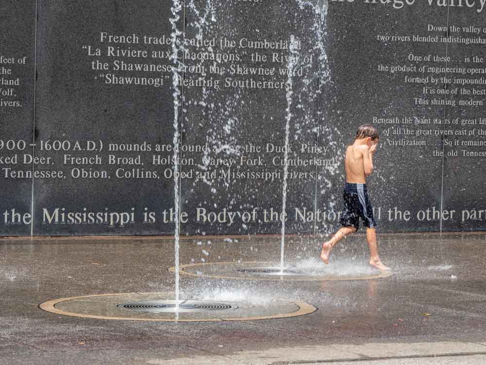 Nashville Bicentennial Park boy in fountain