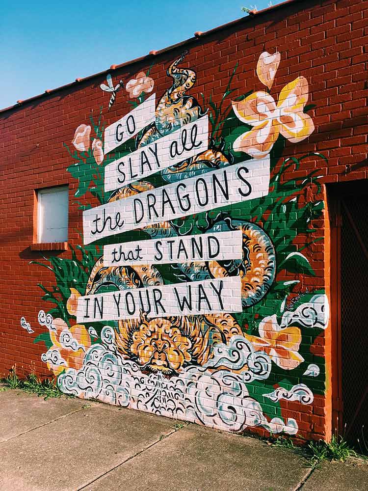 Nashville mural in Cleveland Park slay dragons