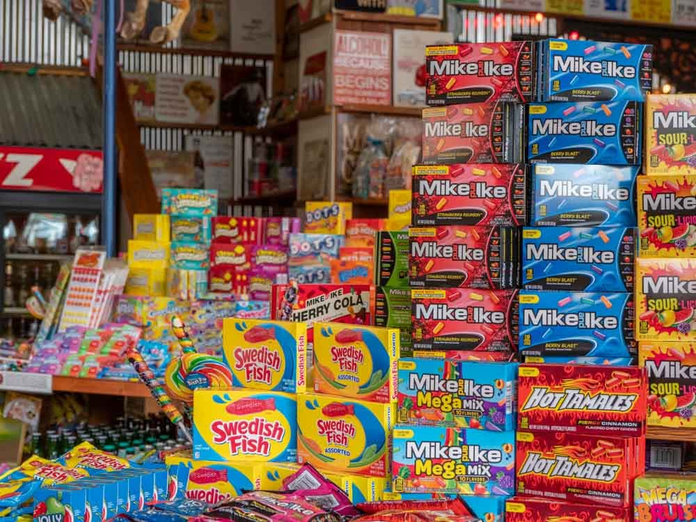 Nashville candy store Rocket Fizz with hot tamales, swedish fish, mike & ikes
