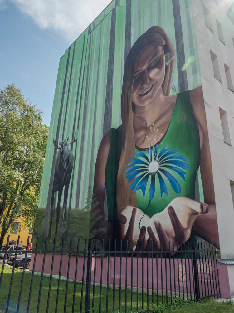 Estonia Tallinn mural girl and flower