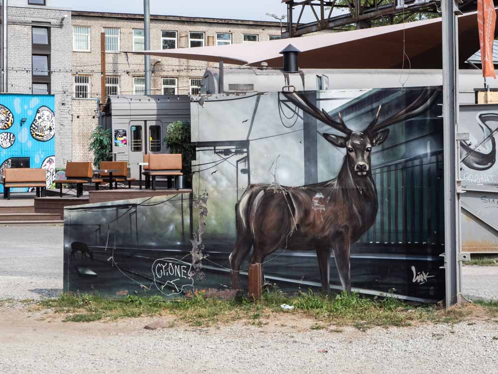 Tallinn Estonia Telliskivi deer mural