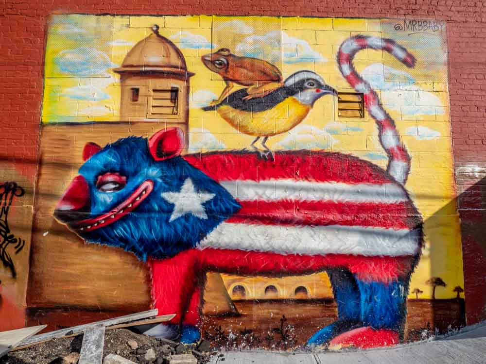 Brooklyn street art mural Puero Rican pinata by MrBbaby