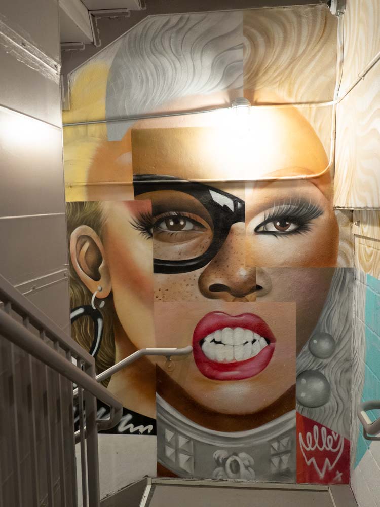 New York street art portrait of Ru Paul by Elle