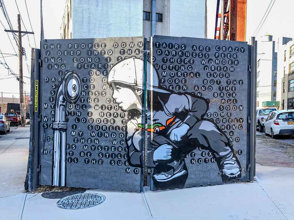 Bushwick Brooklyn mural of boy by Lorato and Hicks