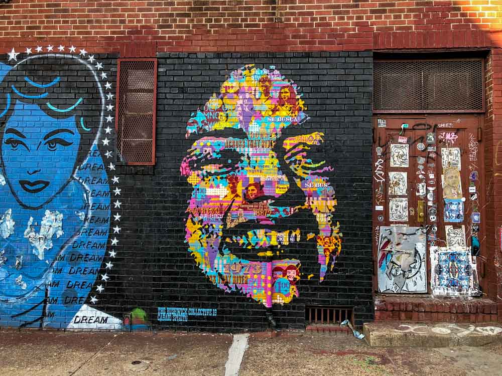 Street art in New York City: Bushwick face mural by Cabano Spiritu
