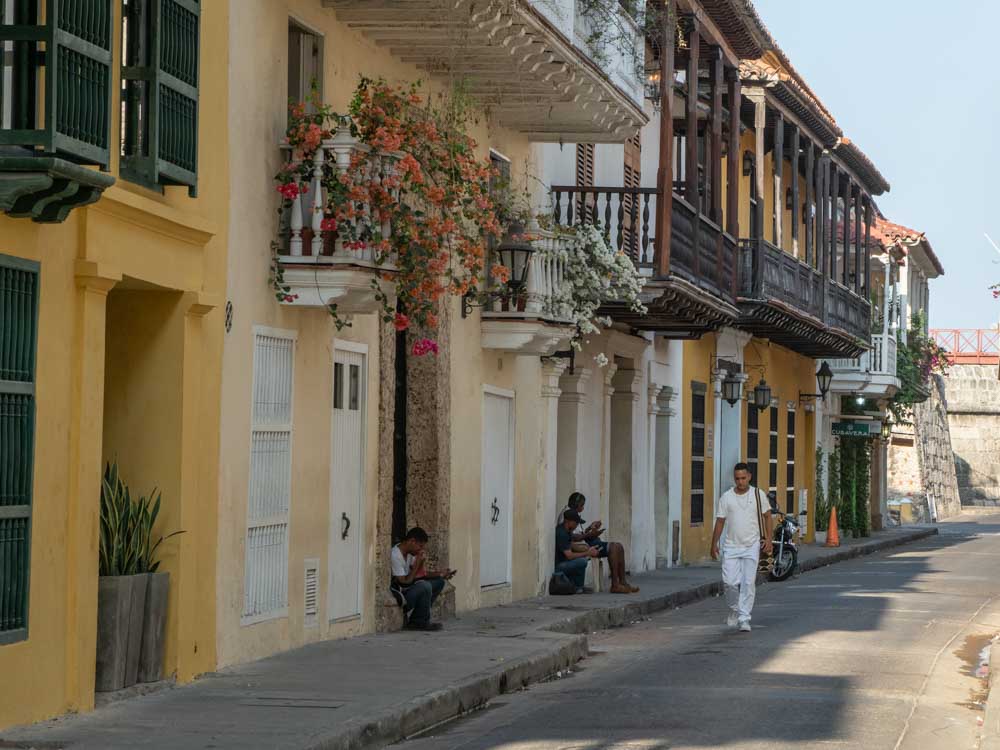 Cartagena colombia morning street scene on a two week Colombia itinerary