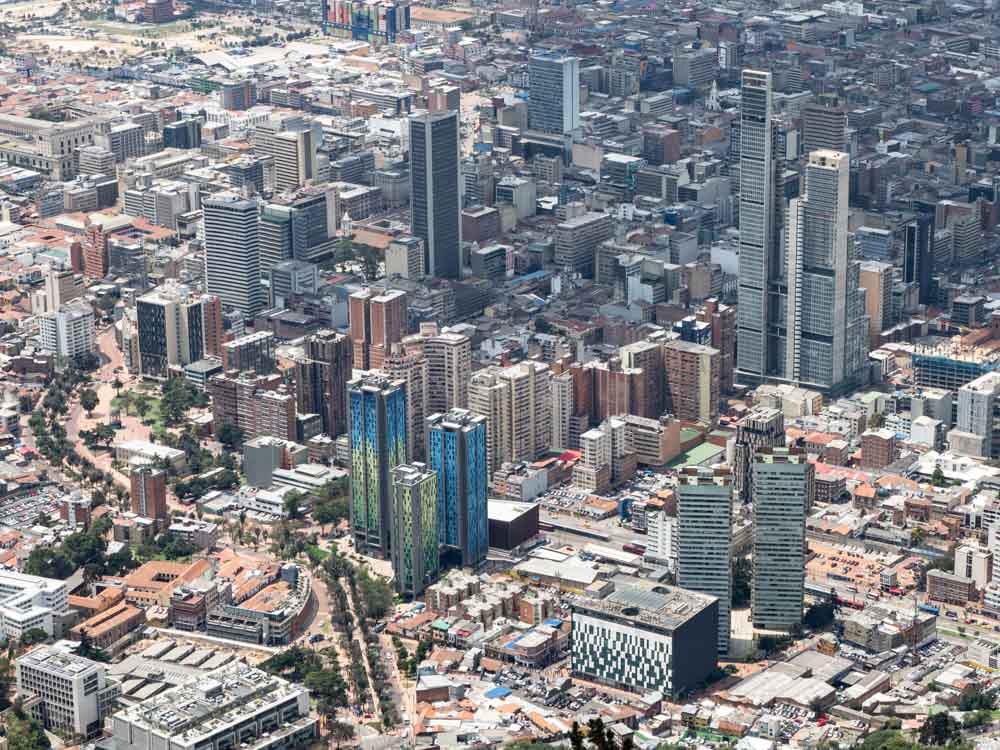 View of Bogota from Monseratte on a Colombia itinerary two weeks