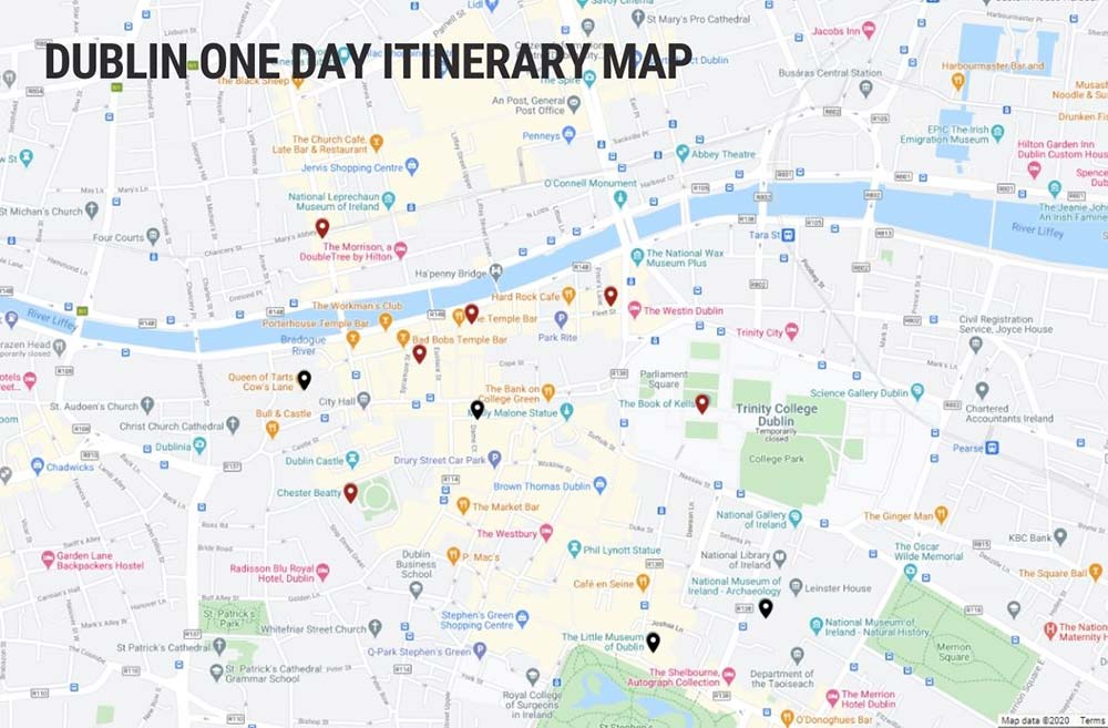 Dublin in a day map