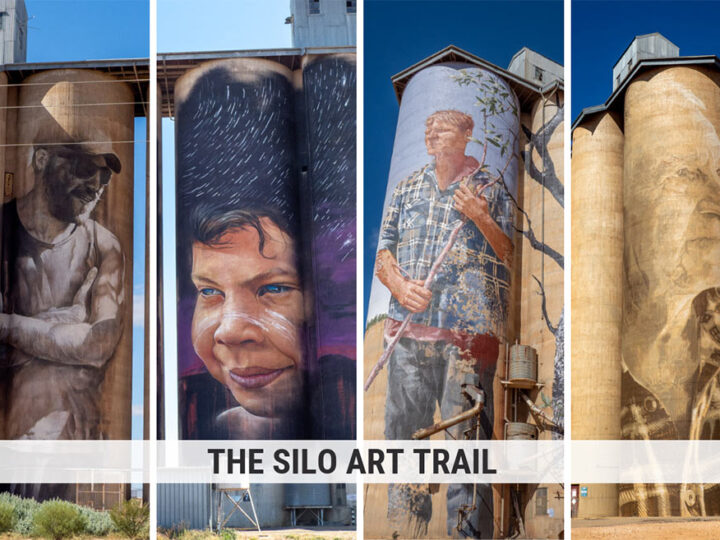 Silo Art Trail Victoria Australia. Four murals on grain silos