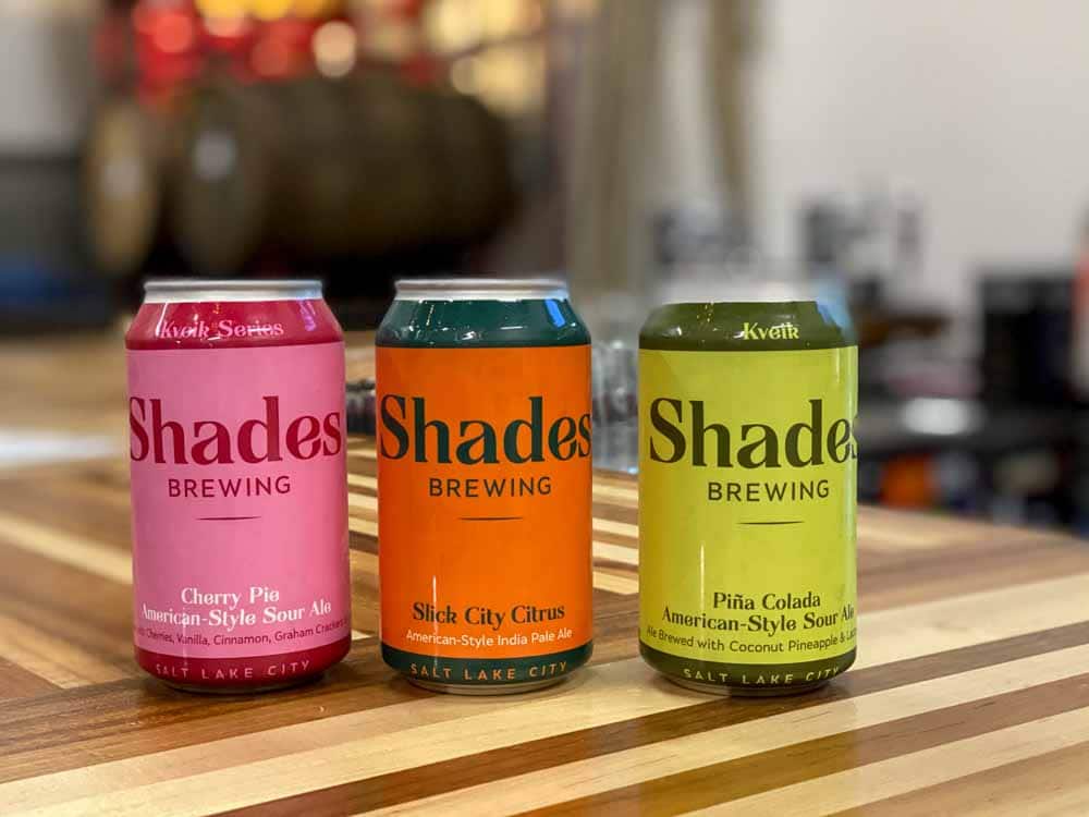 Shades brewing in Salt Lake City. Cans of beer