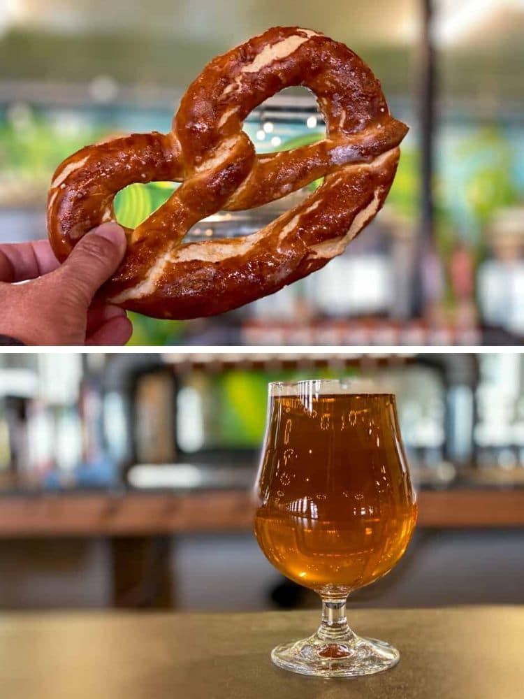 Utah Salt Lake Bewilder Beer. beer glass and pretzel