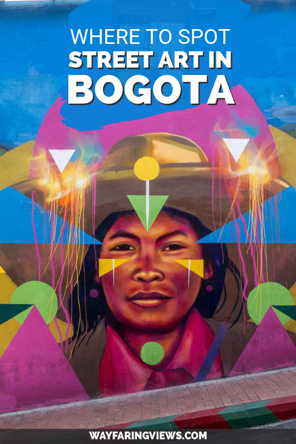 Where to spot street art in Bogota- mural of indigenous person by Guache