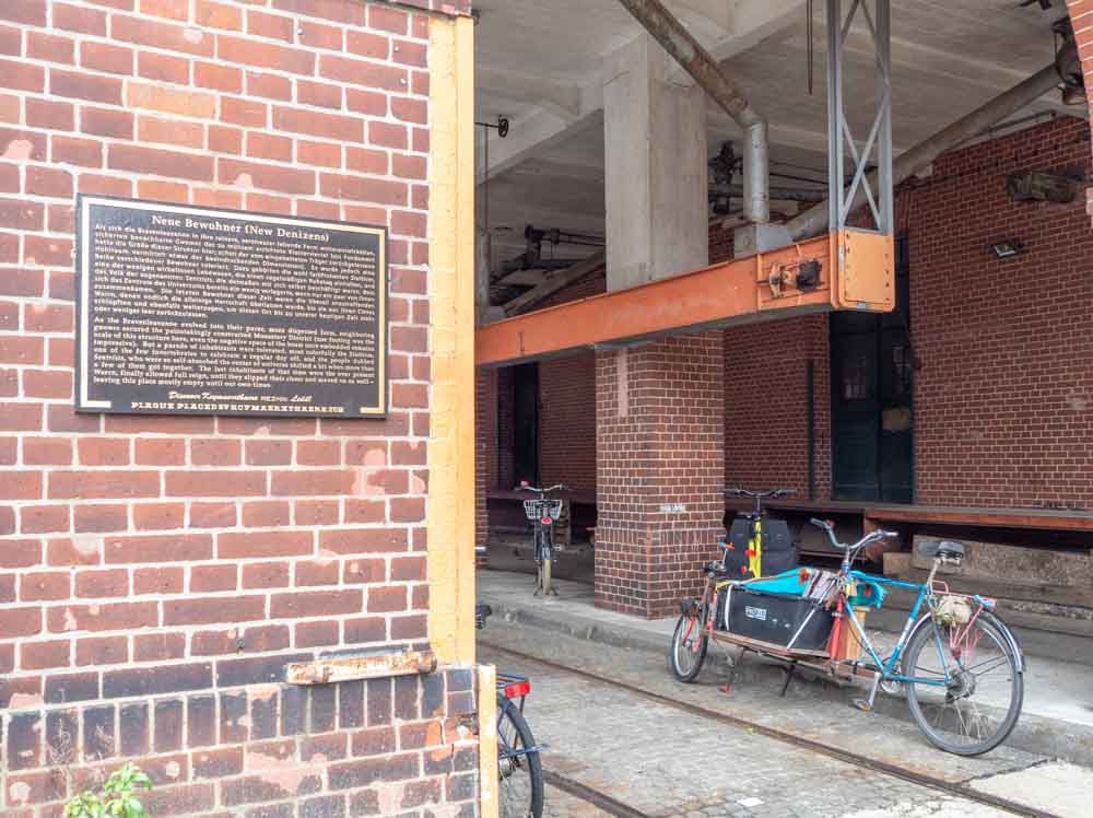 Berlin Kymaerxtheare installation Malzfabrik. brick wall with bicycle