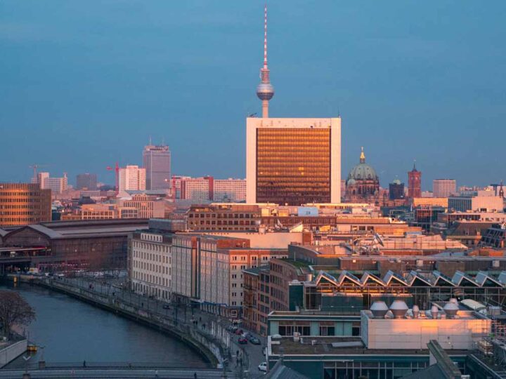 Berlin at sunset from Reichstag dome