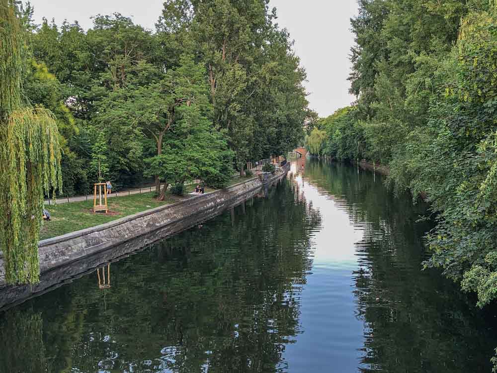 Berlin Germany's Landwehr Canal in the summer with trees