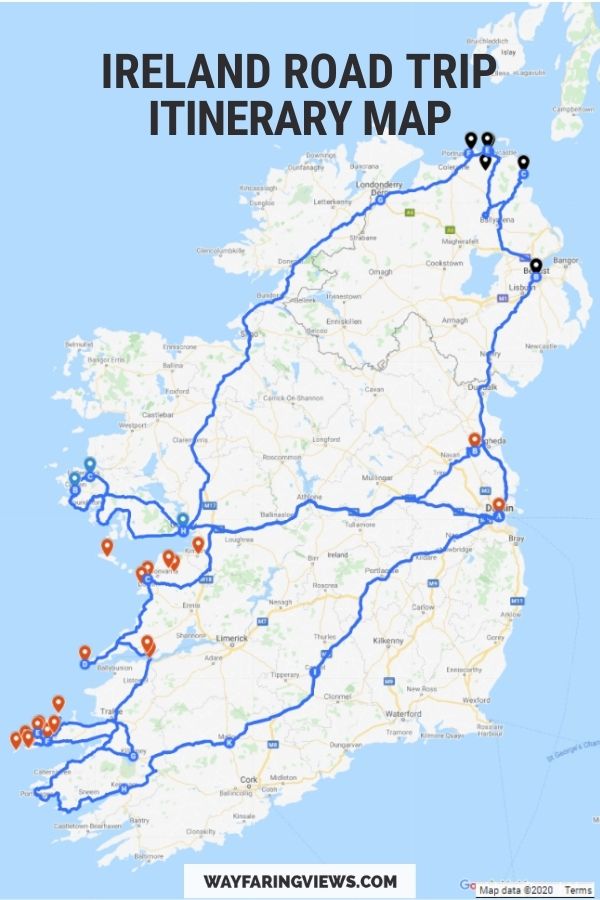 Ireland Road Trip Itinerary Map