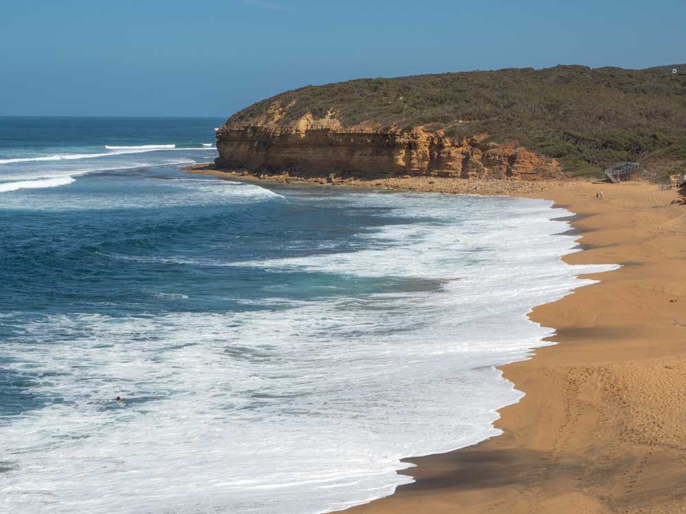 Bells Beach in Victoria Australia. Beach and cliffs on the Great Ocean Road drive