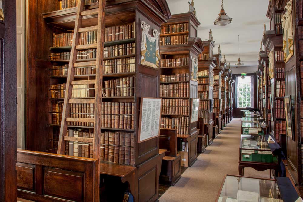Marsh's Library Dublin Ireland. bookshelves and ladder