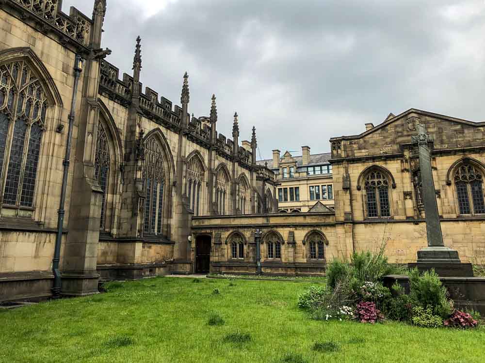 Chethems library exterior. Medieval building and grounds