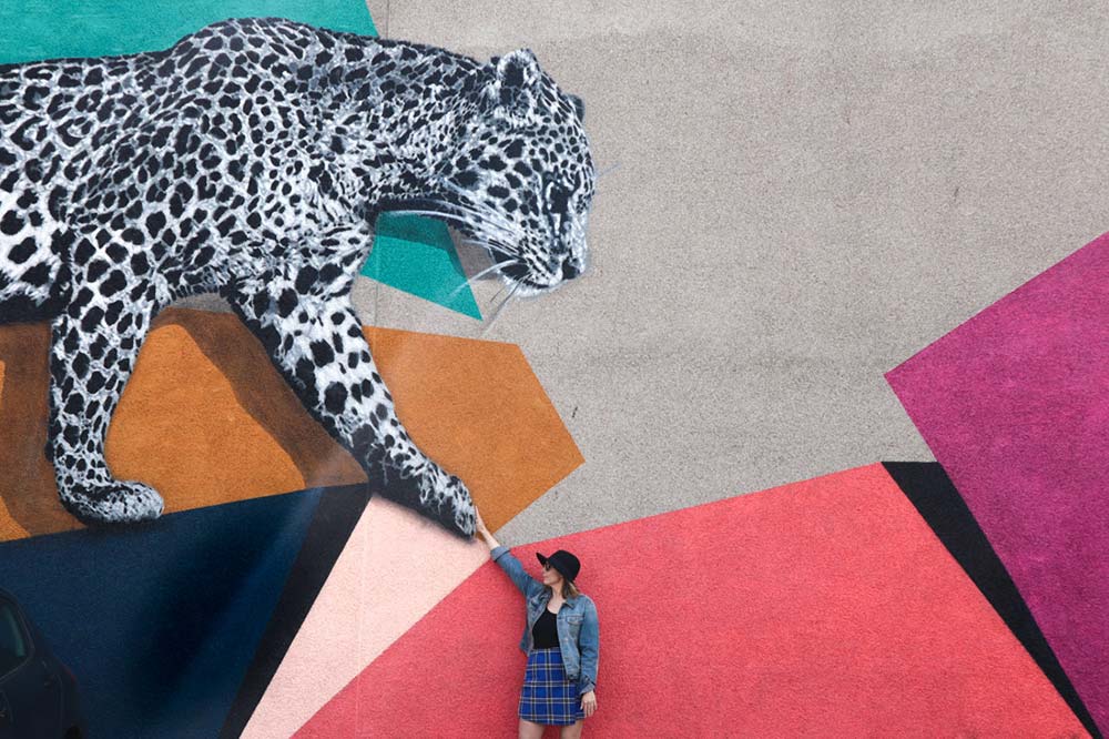 Aberdeen Scotland Nuart Festival. Leopard with woman