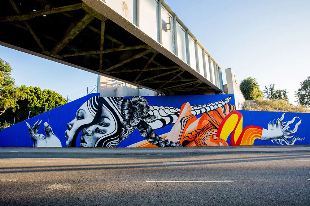 Pow Wow street art festival Long Beach Caratoes mural