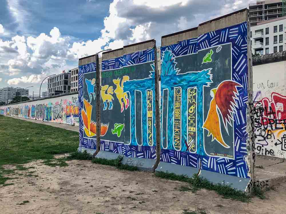 Berlin street art East Side Gallery west wall. Graffiti on concrete