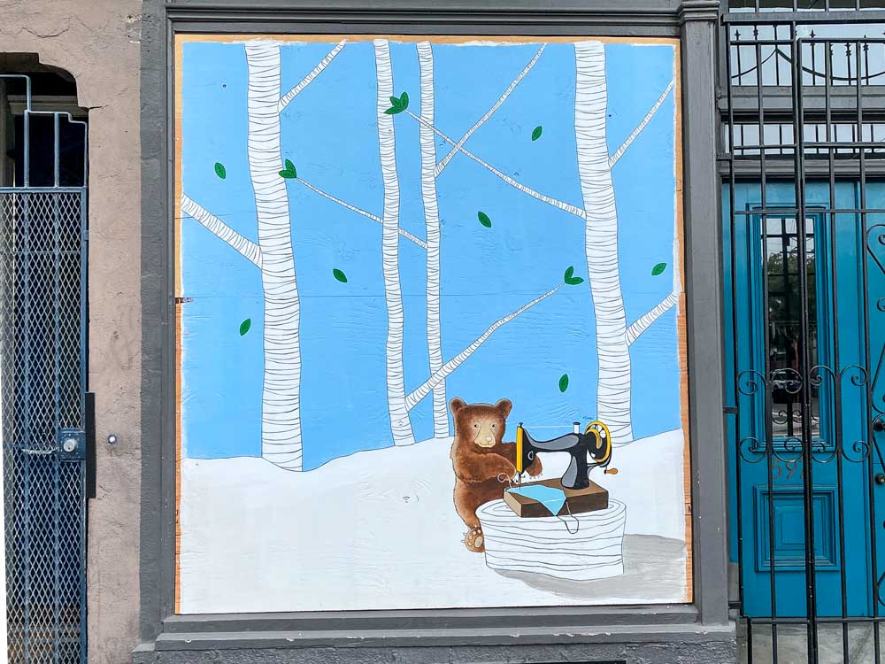 San Francisco Street art bears sewing
