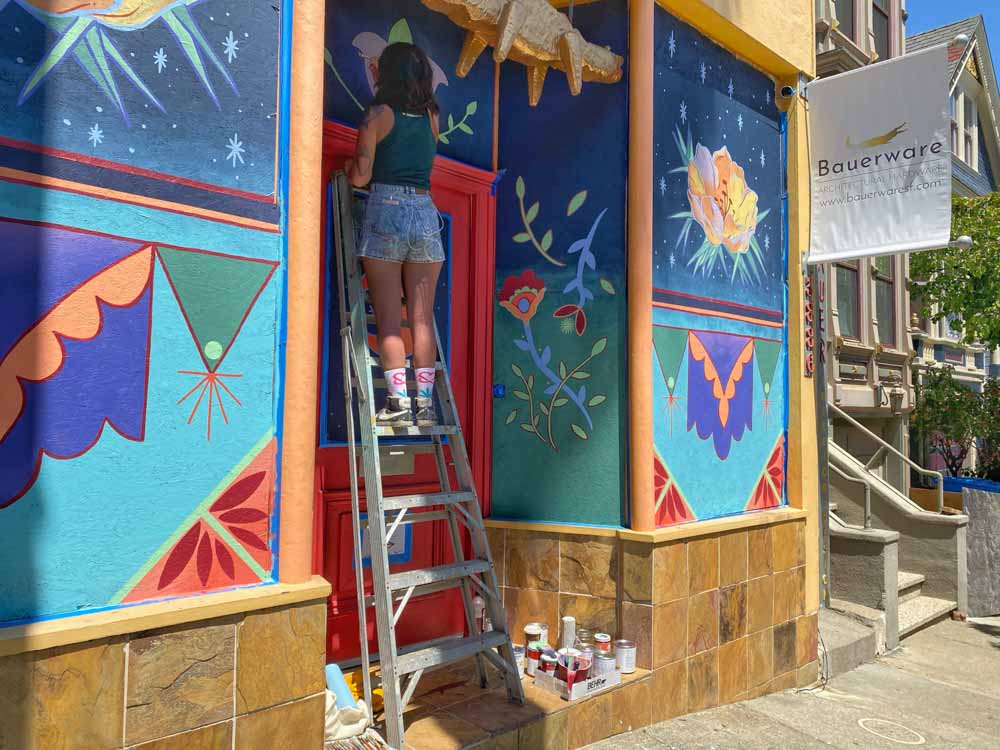 Sanfrancisco Streetart felicia Bauerware Hardware. southweast inspired mural. Felicia Gabaldon