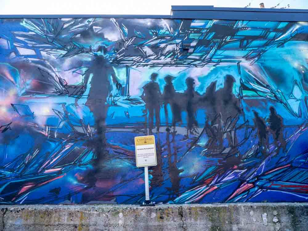 Benjamin Wiemeyer mural in Salt Lake City. Blue and purple