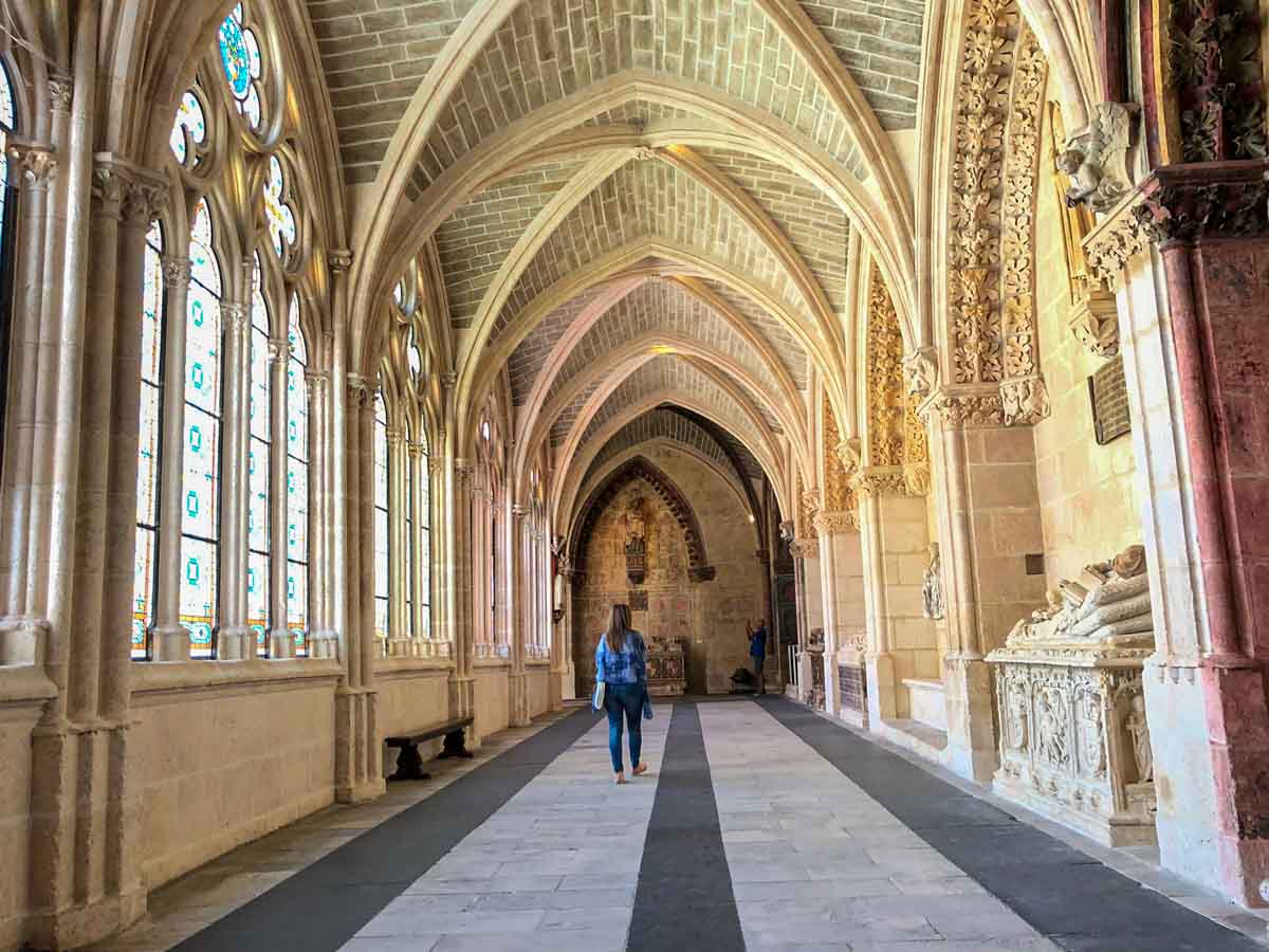 Burgos Spain Cathedral interior. stone arches and hallway