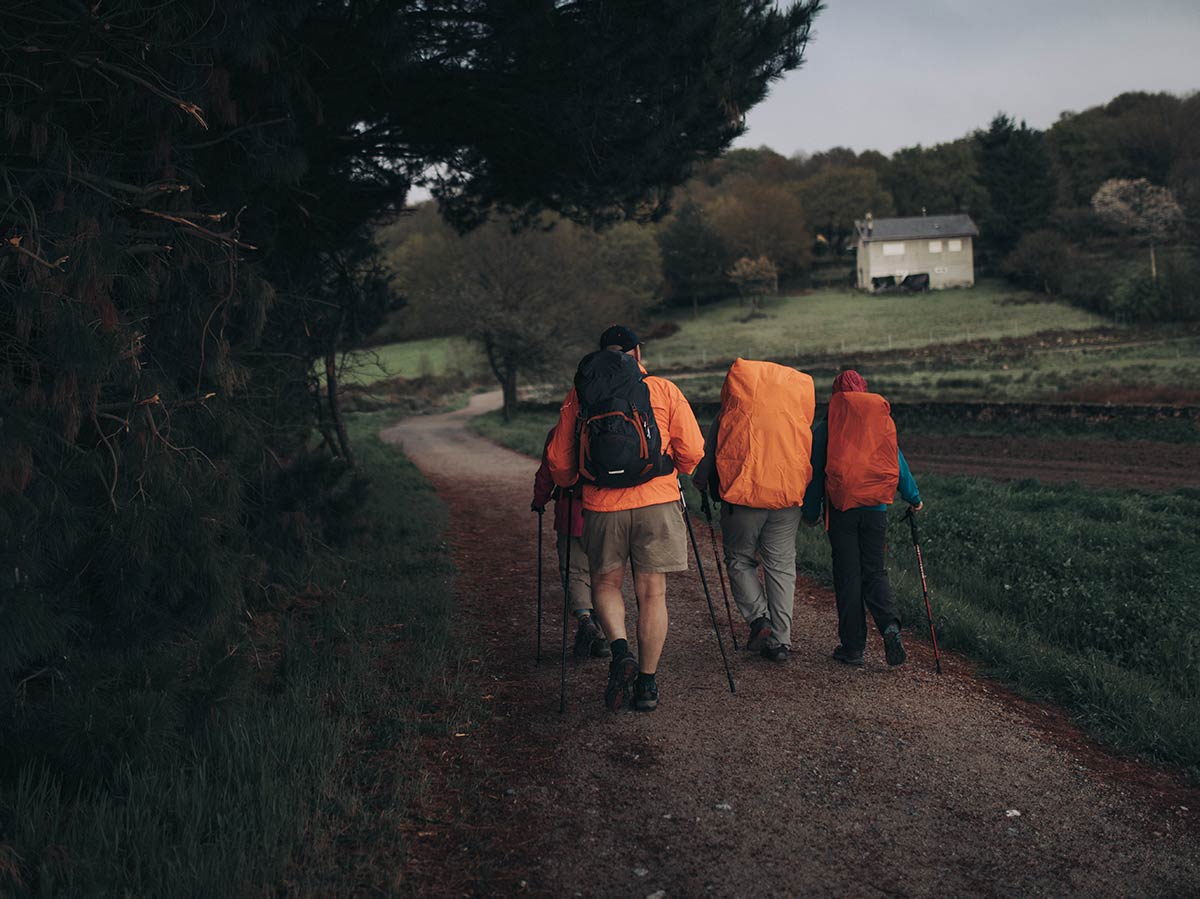 Camino pilgrims at the Sarria Camino starting point