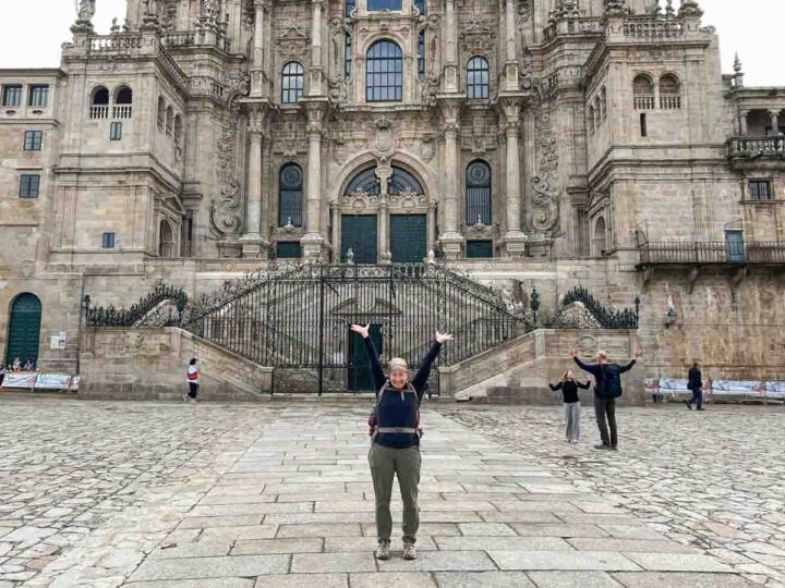 Santiago de Compostela cathedral hiker arrival